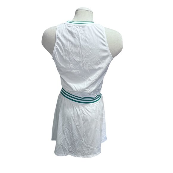 Halara Crew Neck Casual A Line Mini Mini Tennis Dress Sz Large Womens White & Gr - Picture 5 of 9